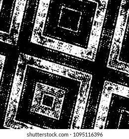 Abstract grunge grid stripe halftone background pattern. Black and white line vector illustration
