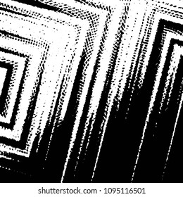 Abstract grunge grid stripe halftone background pattern. Black and white line vector illustration

