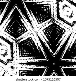 Abstract grunge grid stripe halftone background pattern. Black and white line vector illustration
