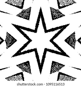 Abstract grunge grid stripe halftone background pattern. Black and white line vector illustration
