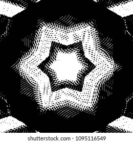 Abstract grunge grid stripe halftone background pattern. Black and white line vector illustration
