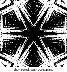 Abstract grunge grid stripe halftone background pattern. Black and white line vector illustration
