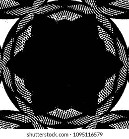 Abstract grunge grid stripe halftone background pattern. Black and white line vector illustration

