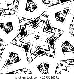 Abstract grunge grid stripe halftone background pattern. Black and white line vector illustration
