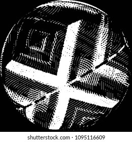 Abstract grunge grid stripe halftone background pattern. Black and white line vector illustration
