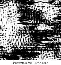 Abstract grunge grid stripe halftone background pattern. Black and white line vector illustration
