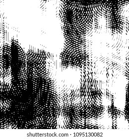 Abstract grunge grid stripe halftone background pattern. Black and white line vector illustration

