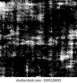 Abstract grunge grid stripe halftone background pattern. Black and white line vector illustration

