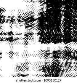 Abstract grunge grid stripe halftone background pattern. Black and white line vector illustration
