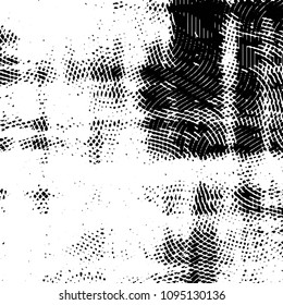 Abstract grunge grid stripe halftone background pattern. Black and white line vector illustration
