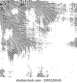 Abstract grunge grid stripe halftone background pattern. Black and white line vector illustration
