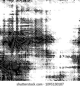 Abstract grunge grid stripe halftone background pattern. Black and white line vector illustration
