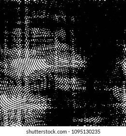 Abstract grunge grid stripe halftone background pattern. Black and white line vector illustration
