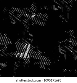 Abstract grunge grid stripe halftone background pattern. Black and white line vector illustration
