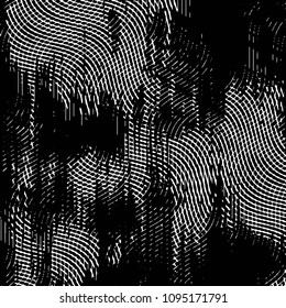 Abstract grunge grid stripe halftone background pattern. Black and white line vector illustration
