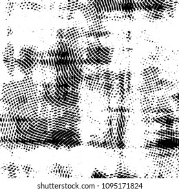 Abstract grunge grid stripe halftone background pattern. Black and white line vector illustration
