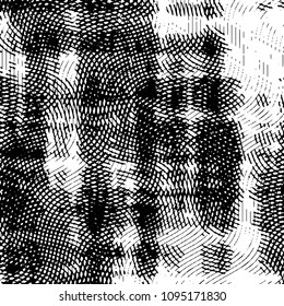 Abstract grunge grid stripe halftone background pattern. Black and white line vector illustration
