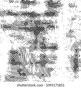 Abstract grunge grid stripe halftone background pattern. Black and white line vector illustration
