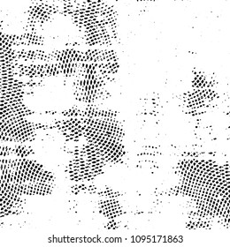 Abstract grunge grid stripe halftone background pattern. Black and white line vector illustration
