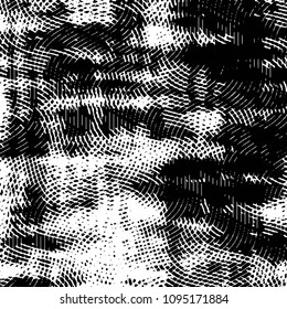 Abstract grunge grid stripe halftone background pattern. Black and white line vector illustration
