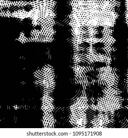 Abstract grunge grid stripe halftone background pattern. Black and white line vector illustration

