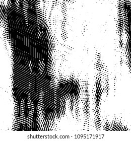Abstract grunge grid stripe halftone background pattern. Black and white line vector illustration
