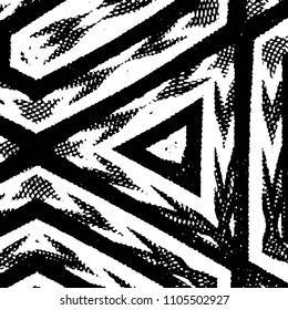 Abstract grunge grid stripe halftone background pattern. Black and white line vector illustration
