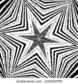 Abstract grunge grid stripe halftone background pattern. Black and white line vector illustration
