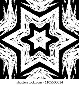 Abstract grunge grid stripe halftone background pattern. Black and white line vector illustration
