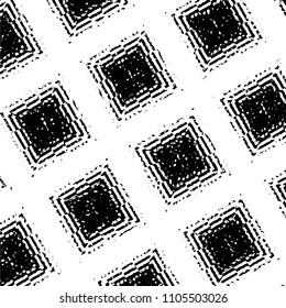 Abstract grunge grid stripe halftone background pattern. Black and white line vector illustration
