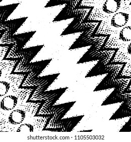 Abstract grunge grid stripe halftone background pattern. Black and white line vector illustration

