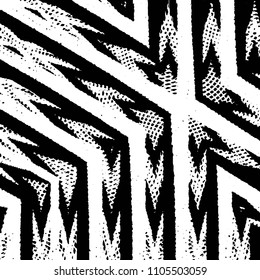 Abstract grunge grid stripe halftone background pattern. Black and white line vector illustration
