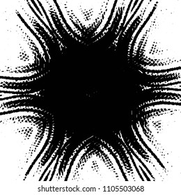 Abstract grunge grid stripe halftone background pattern. Black and white line vector illustration
