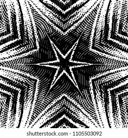 Abstract grunge grid stripe halftone background pattern. Black and white line vector illustration
