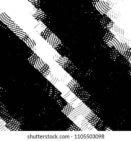 Abstract grunge grid stripe halftone background pattern. Black and white line vector illustration
