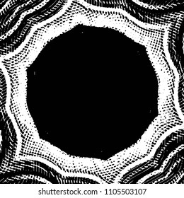 Abstract grunge grid stripe halftone background pattern. Black and white line vector illustration
