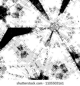 Abstract grunge grid stripe halftone background pattern. Black and white line vector illustration
