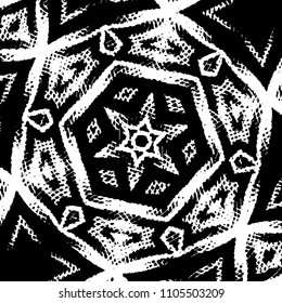 Abstract grunge grid stripe halftone background pattern. Black and white line vector illustration

