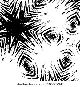 Abstract grunge grid stripe halftone background pattern. Black and white line vector illustration

