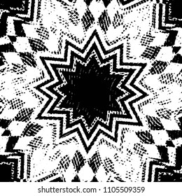 Abstract grunge grid stripe halftone background pattern. Black and white line vector illustration
