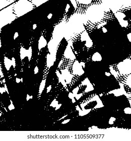 Abstract grunge grid stripe halftone background pattern. Black and white line vector illustration
