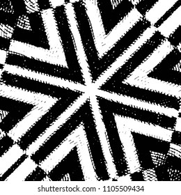 Abstract grunge grid stripe halftone background pattern. Black and white line vector illustration
