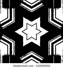 Abstract grunge grid stripe halftone background pattern. Black and white line vector illustration
