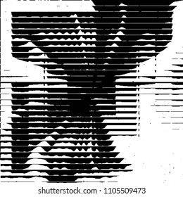 Abstract grunge grid stripe halftone background pattern. Black and white line vector illustration
