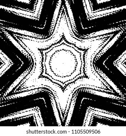 Abstract grunge grid stripe halftone background pattern. Black and white line vector illustration
