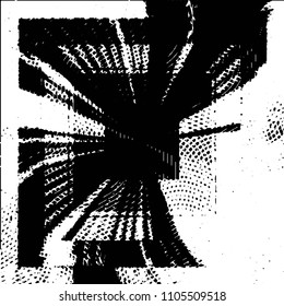 Abstract grunge grid stripe halftone background pattern. Black and white line vector illustration
