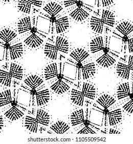 Abstract grunge grid stripe halftone background pattern. Black and white line vector illustration
