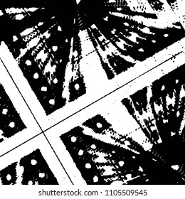 Abstract grunge grid stripe halftone background pattern. Black and white line vector illustration
