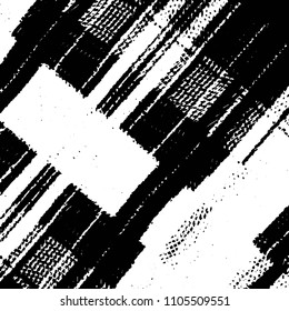 Abstract grunge grid stripe halftone background pattern. Black and white line vector illustration
