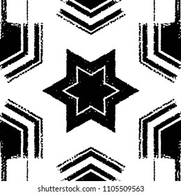 Abstract grunge grid stripe halftone background pattern. Black and white line vector illustration
